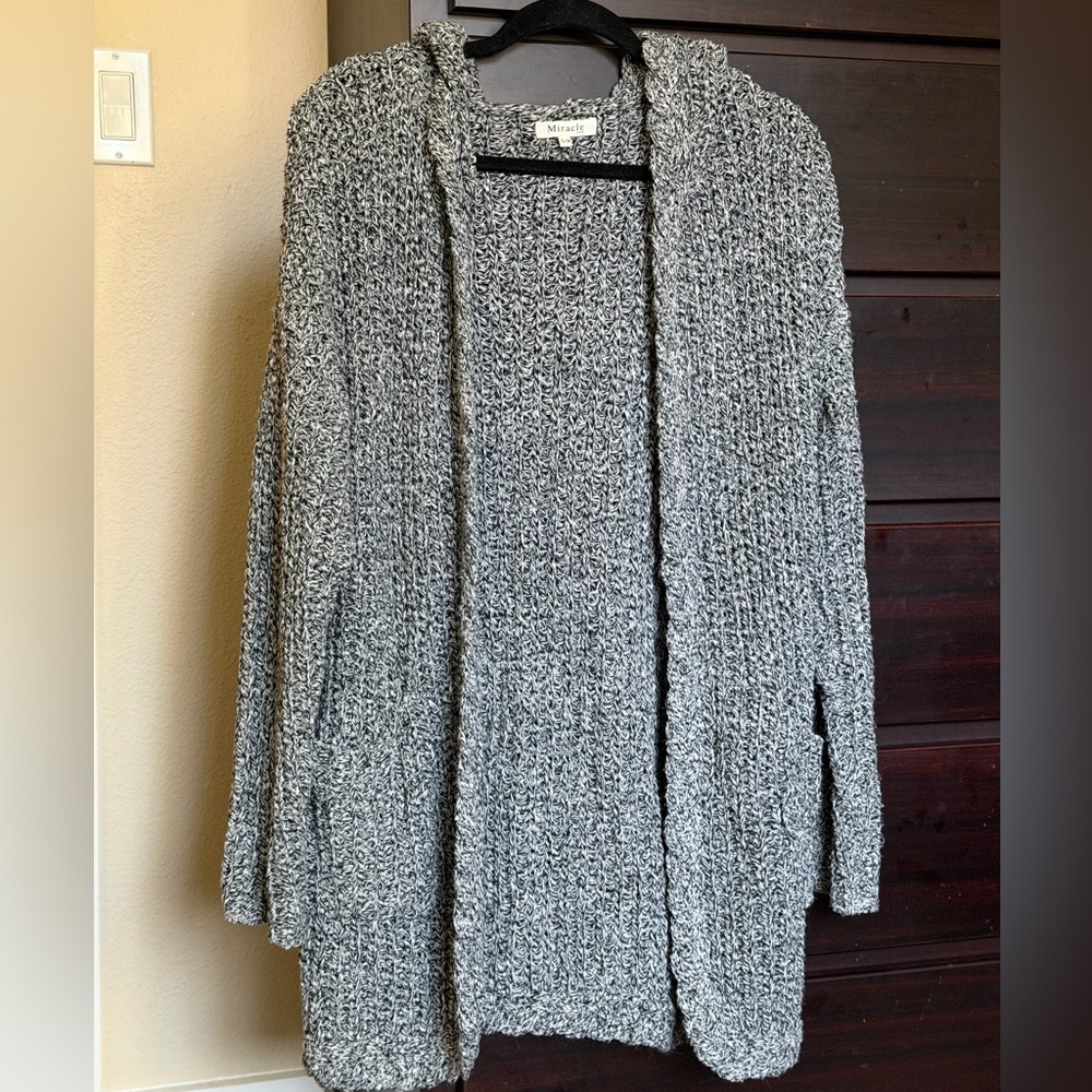 Miracle Marled Gray Open-Front Knit Cardigan